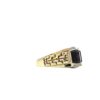 10K Yellow Gold Ring w/ 10x7mm Barrel Cut Garnet & 6 Diamond Accents - Image 3