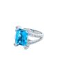 18K White Gold Ring w/ 5.25CT Emerald Cut Blue Topaz Centre & 52 RBC Diamonds - Image 4