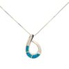 14K Yellow Gold Opal Inlay Open Drop Pendant on 18" Box Chain
