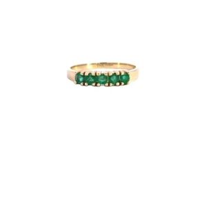 14K Yellow Gold 5 Round Emerald Ring