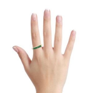 14K Yellow Gold 5 Round Emerald Ring