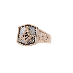 10K Yellow & White Gold Masonic Signet Style Ring