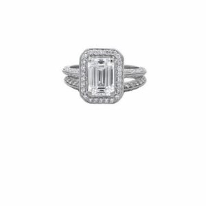 18K White Gold 1.50CT Centre Diamond Halo Engagement Ring w/ Multi Diamond Matching Band