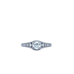19K White Gold Engagement Ring w/ .47CT RBC Diamond Centre & 48 Diamonds