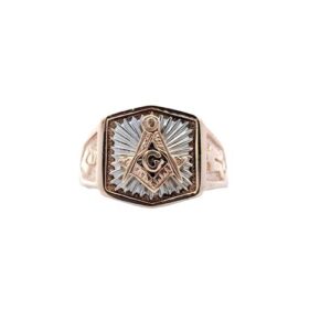 10K Yellow & White Gold Masonic Signet Style Ring
