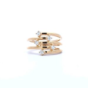 14K Yellow Gold 5 RBC Diamond Split Row Ring