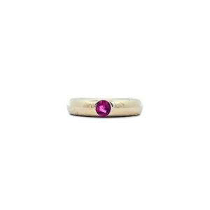 BIRKS 18K Yellow Gold 3.5mm Round Ruby Solitaire Ring