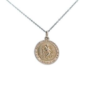 10K Yellow Gold 19mm St.Christopher Disc Pendant
