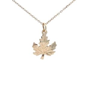14K Yellow Gold 21mm Maple Leaf Pendant 🍁