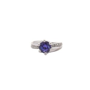 14K White Gold Ring w/ 1.87CT Tanzanite & 16 Diamonds