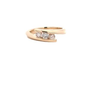 14K Yellow Gold 3 RBC Diamond Offset Ring