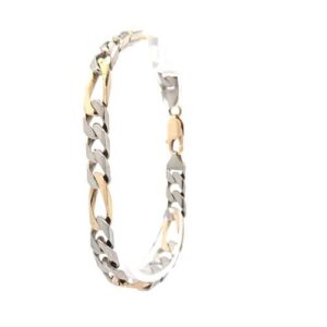 10K White & Yellow Gold 8.5″ Figaro Link Bracelet