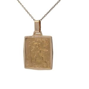 10K Yellow Gold 24mm Squared St. Christopher Pendant
