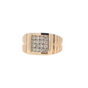 10K – 14K Yellow Gold 16 Diamond Signet Ring