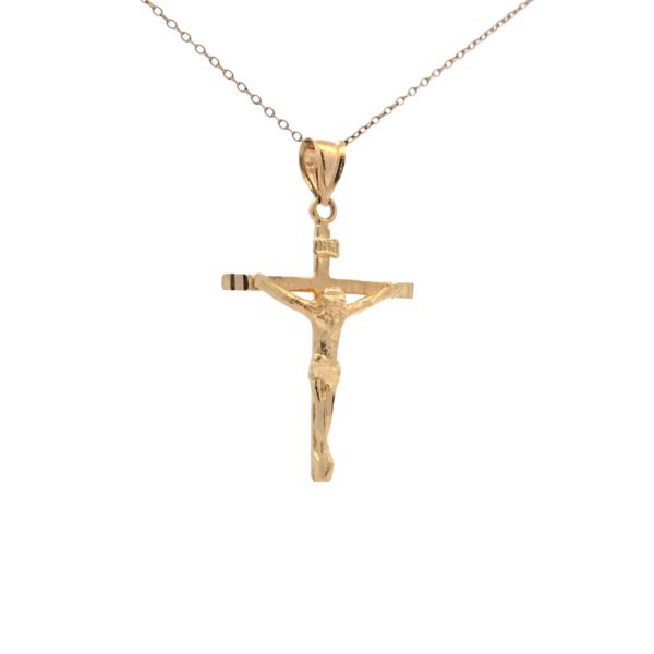 14K Yellow Gold 42mm Crucifix Pendant - Image 5