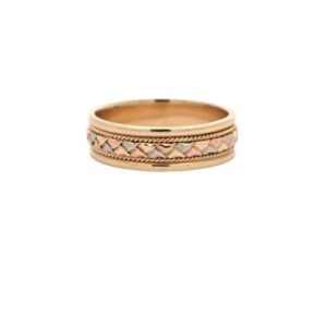 14K Tri Gold 6mm Weaved Centre Band