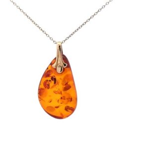 14K Yellow Gold 34mm Amber Pendant