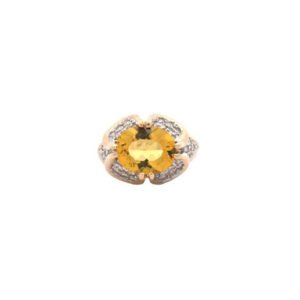 14K Yellow Gold Ring w/ Oval Citrine Centre & 28 RBC Diamonds