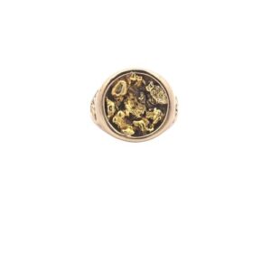 10K Yellow Gold Signet Style Ring w/ Natural Nugget