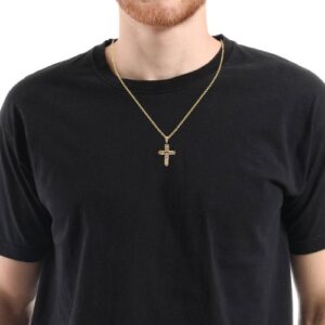 10K Yellow & White Gold 30mm Crucifix Pendant
