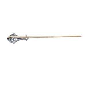 Platinum & 14K Yellow Gold Art Deco Style Pin w/ Diamonds & Sapphires