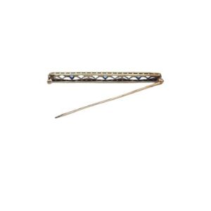 Vintage 14K White & Yellow Gold 52mm Filigree Brooch w/ 3 Sapphires