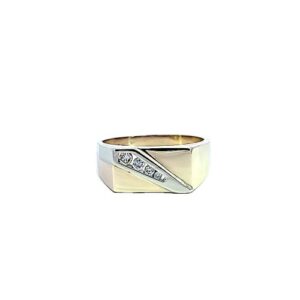 10K Yellow & White Gold 4 RBC Diamond Signet Style Ring