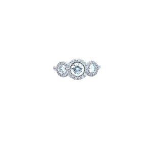 18K White Gold 3 Diamond Centre Cluster Anniversary Ring w/ 52 Diamonds
