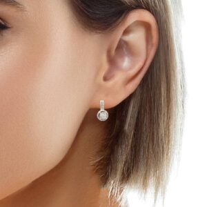 Pair of EFFY 14K White Gold Diamond Halo Illusion Set Cluster Stud Earrings