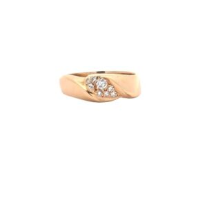 14K Yellow Gold 8 Diamond Offset Band Style Ring