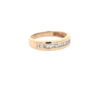10K Yellow Gold 7 Square Cut 8 Baguette Cut Diamond Channel Band