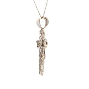 10K White & Yellow Gold 65mm Square C.Z. Crucifix Pendant