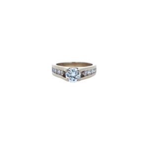 18K White Gold Engagement Ring w/.72CT RBC Diamond Centre & 48 Diamonds