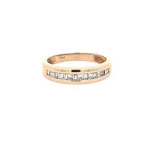 10K Yellow Gold 7 Square Cut 8 Baguette Cut Diamond Channel Band