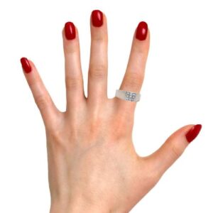 18K White Gold 9 Square Cut Diamond Signet Style Ring