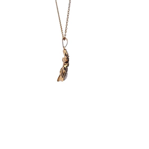 10K Yellow Gold Spider Pendant w/ White & Black Diamond Accents - Image 4