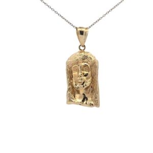 10K Yellow Gold 27mm Puffed Jesus Pendant
