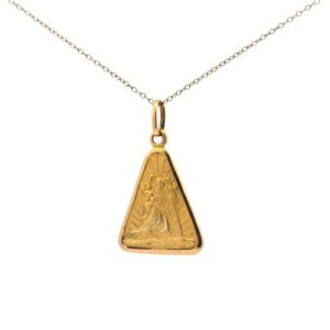 18K Yellow Gold 27mm Triangular St. Christopher Pendant