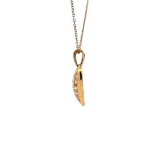 18K Yellow Gold Heart Pendant w/ Pave Set Single Cut Diamonds