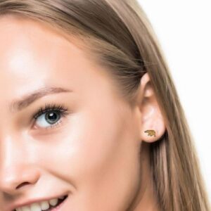 Pair of 14K Yellow Gold 13mm Polar Bear Stud Earrings w/ Nuggets