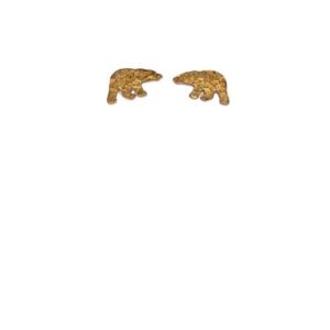 Pair of 14K Yellow Gold 13mm Polar Bear Stud Earrings w/ Nuggets