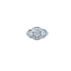 BIRKS 14K – 18K Yellow & White Gold Ring w/ 3 RBC Diamond Centre & 8 Single Cut Diamonds