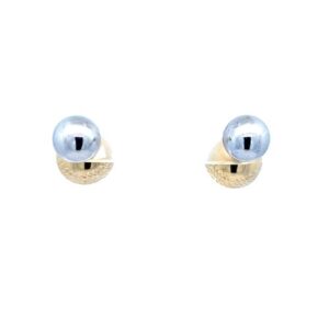 Pair of 18K Two Toned Gold 13mm/10mm Reversible Ball Earrings