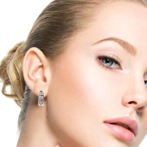 14K Yellow & White Gold Leverback Hoop Earrings w/ Princess Cut Diamonds & RBC Diamonds