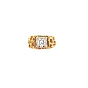 BIRKS 18K Yellow Gold “Bee Chic” Signet Style Ring w/ .76CT RBC Diamond
