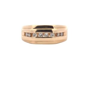 14K Yellow Gold 8 Diamond Signet Style Ring