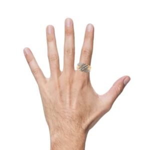 10K Yellow & White Gold 10 RBC Diamond Double Channel Signet Style Ring