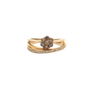 14K Yellow Gold Stylized Ring w/ 8 RBC Chocolate Diamond Cluster & 25 RBC Diamonds