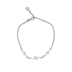 18K White Gold 7.25″ Diamond Accented Lightening Bolts Bracelet