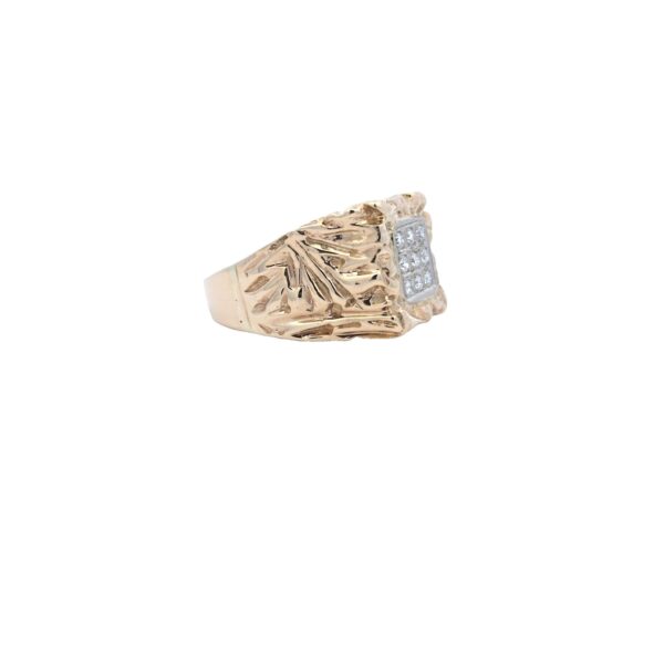 14K Yellow Gold 9 RBC Diamond Signet Style Ring - Image 4